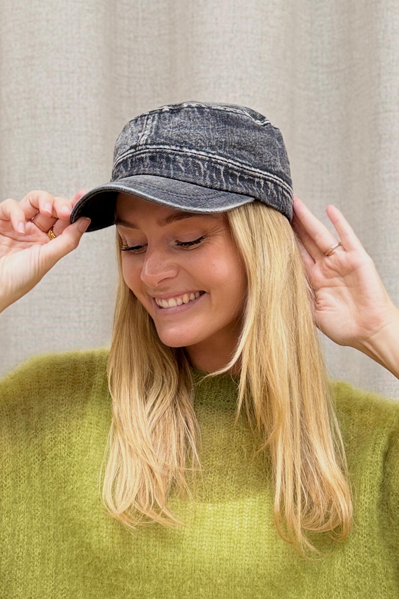 Glenna kasket - Black Denim